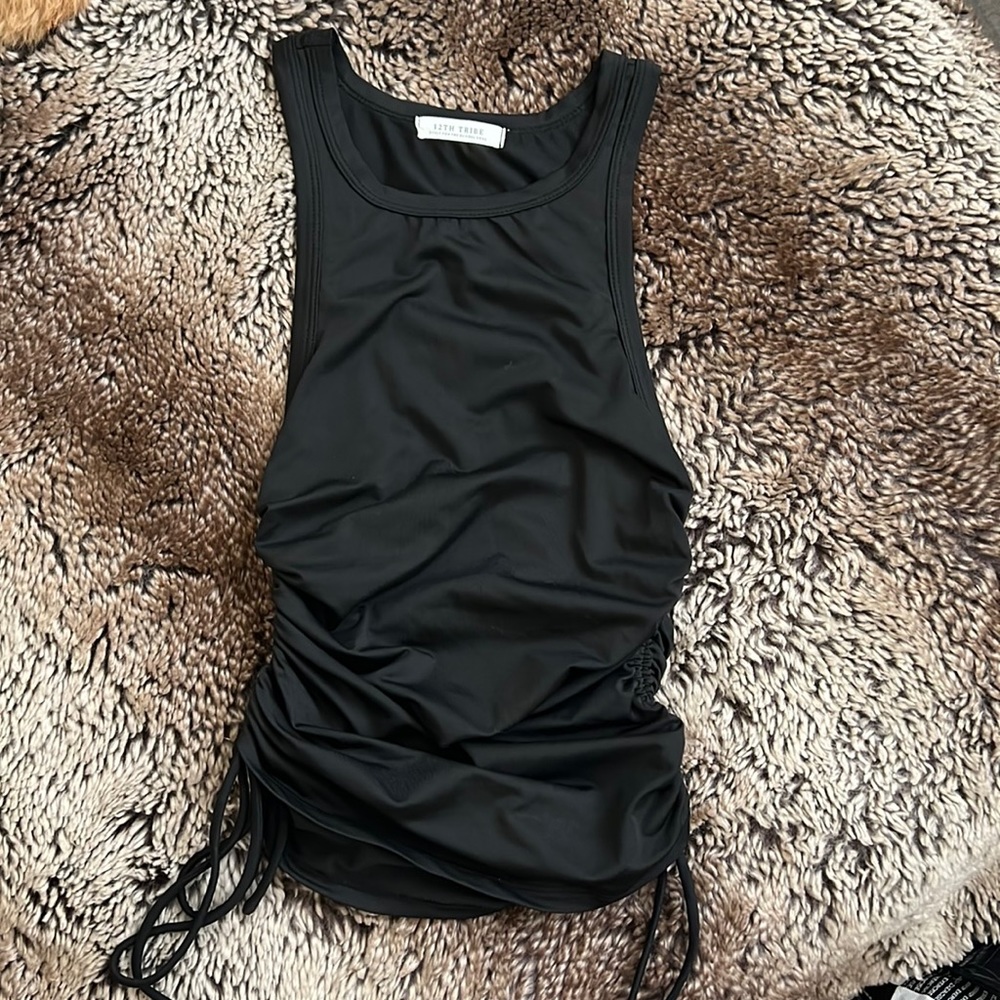 Black drawstring tank 12th tribe